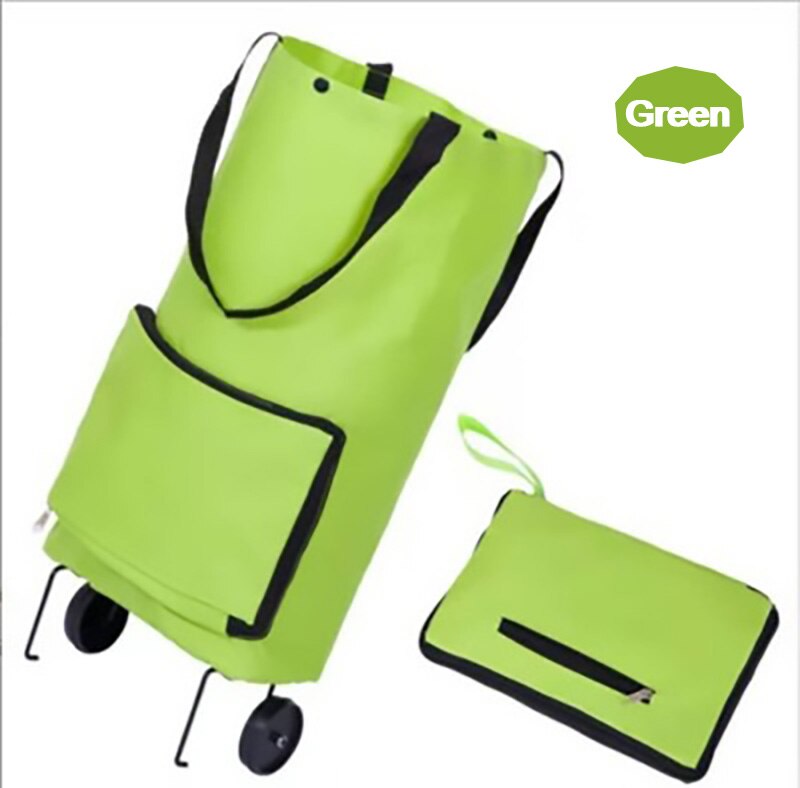 LEDFRE winkelwagen boodschappen trolley met wieltjes Sleepboot Bag Folding Supermarkt Boodschappen Winkelwagen Huishoudelijke Draagbare Boodschappentas LF71041: Green