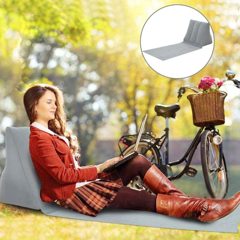 1 Pcs Outdoor Camping Foldable Inflatable Cushion Beach Leisure Cushion Inflatable Triangle Lounger B1I6