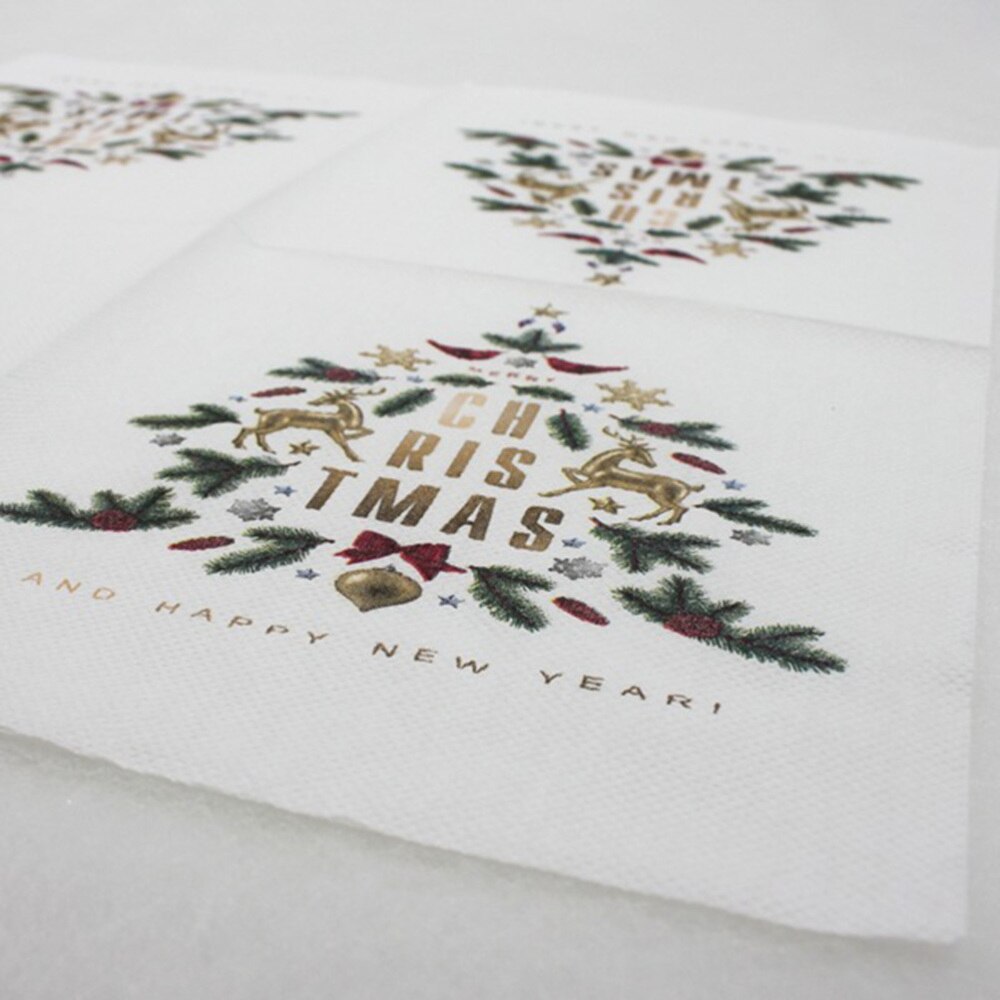 40 pcs Disposable Napkins Christmas Printed Decorative Tissue Paper Towel Party Supplies for Home Hotel