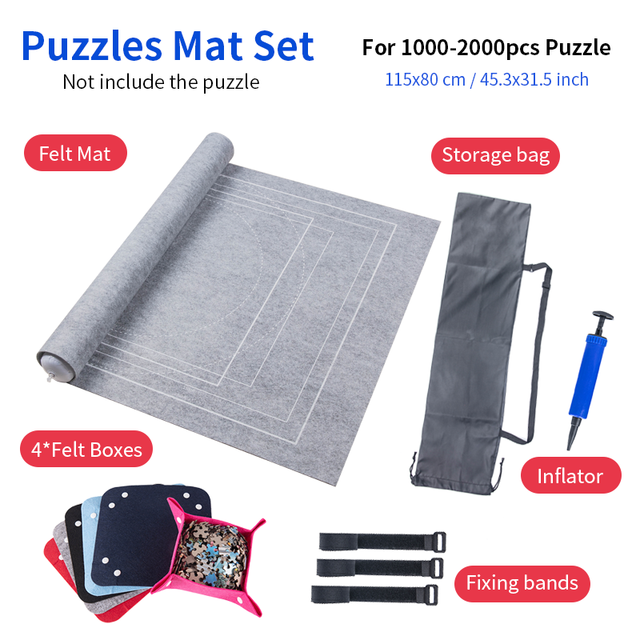 Puzzels Mat Jigsaw Roll Voelde Mat Speelkleed Puzzels Deken Voor Tot 2000 Stuks Puzzel Accessoires Draagbare Reizen Opslag tas: 2000set setgray