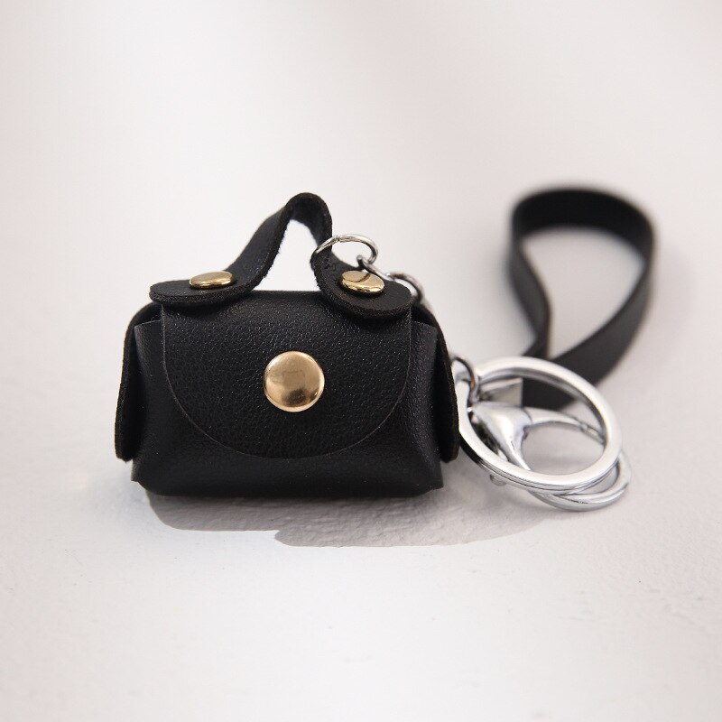 Mode Pu Lederen Sleutelhanger Mini Portemonnee Dames Autosleutel Houder Portemonnee Clutch Oortelefoon Coin Pouch Kleine Handtas Tas portemonnees: Black