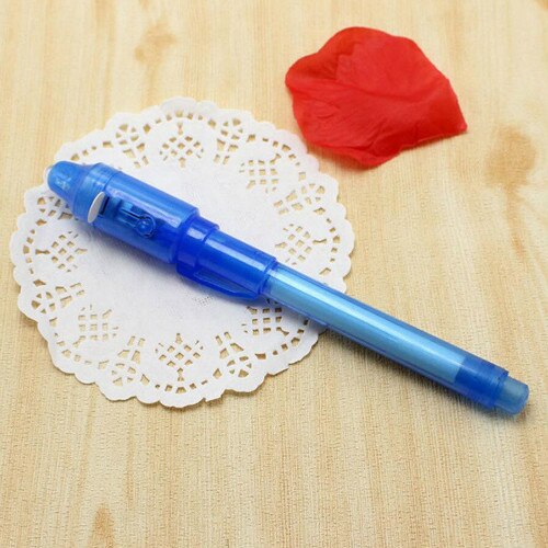 1Pcs LED Pen Ink Secret Marker Pen Multifunction Invisible UV With Ultra Violet LED Pen Light Learning Education Toys For Kids: Blue