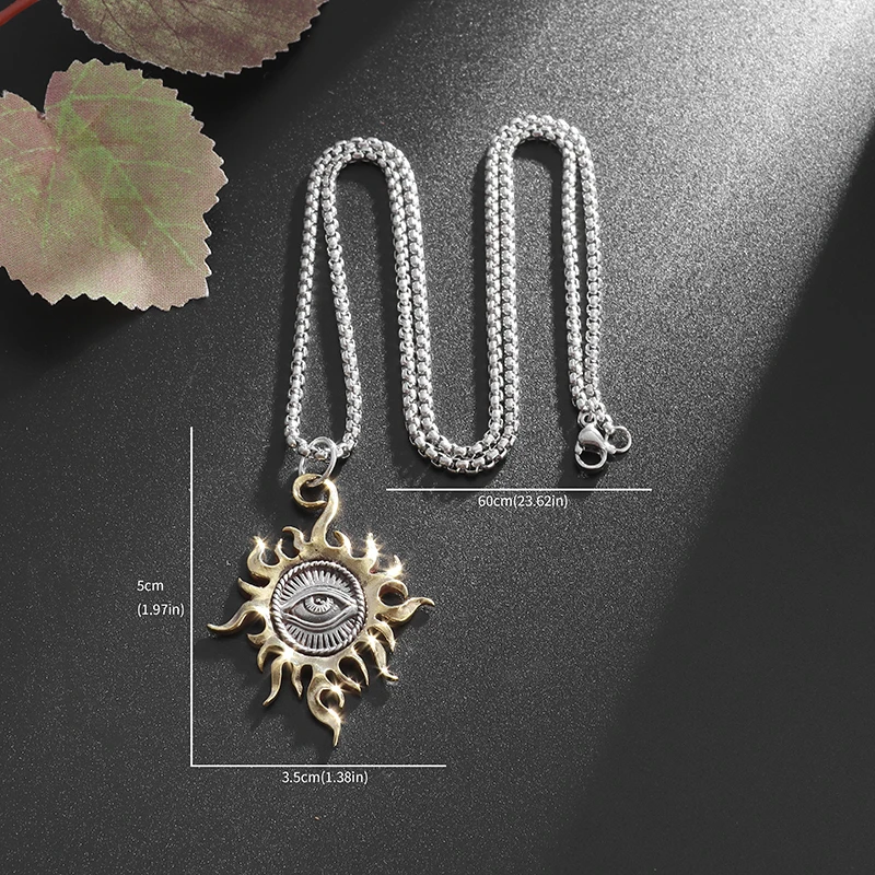 Colgante Vintage de ojo de sol de Dios, collar de ojo que todo lo ve, joyería de amuleto religioso para hombres y mujeres