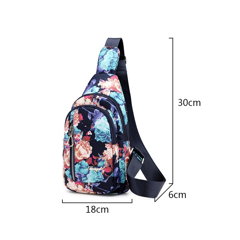 Motivo Floreale di modo Delle Signore di Sacchetto di Petto di Alta Qualità Warterproof Borsa Da Viaggio in nylon Sacchetto di Crossbody per Le Donne fionda Borsa messaggero Borsa