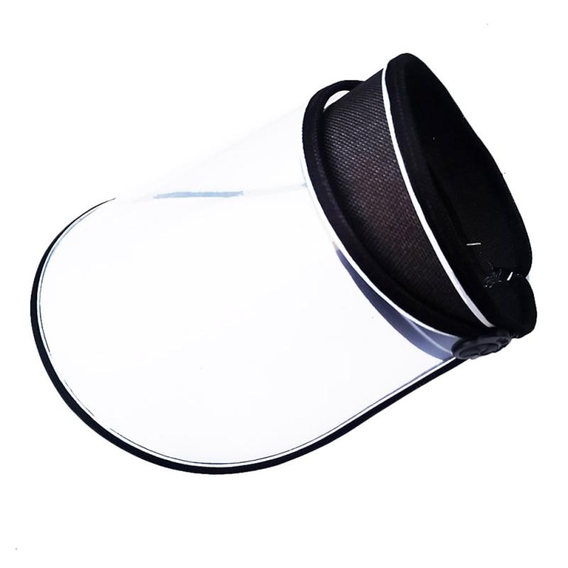 Women Summer Sun Protection Ultraviolet Sun Visor Hats Transparent Plastic Sunshade Hat Face Shield Outdoor Travel Beach Caps: black