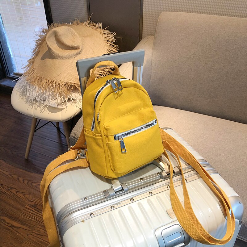 Mini Mochila pequeña de lona para mujer, bolsos de hombro tipo bandolera de lona de colores caramelo, riñonera para teléfono, 7048: YELLOW