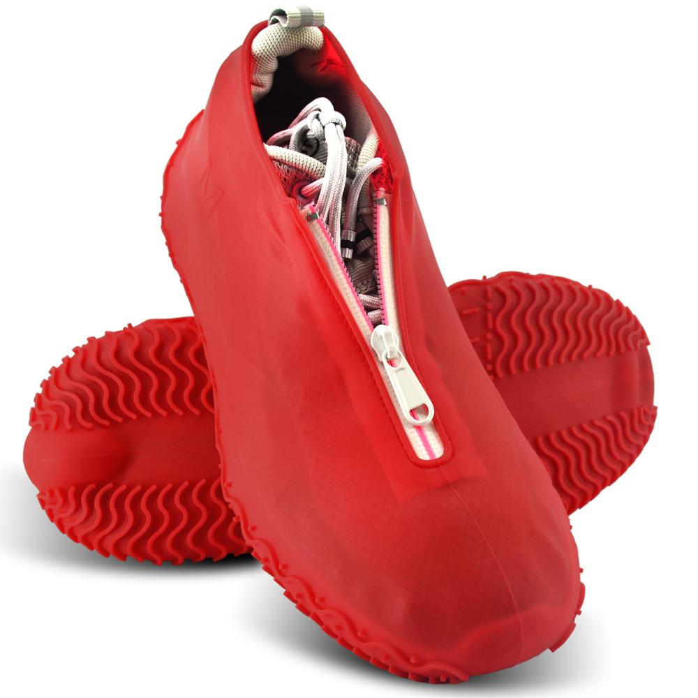 BXIO Siliconen Schoen Covers met Rits Outdoor Siliconen Laarzen Cover Mannen Waterdichte Overschoenen Antislip Schoenen Cover: Red / M
