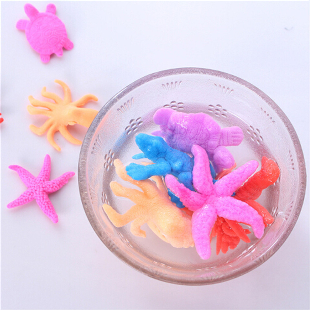 10pcs/set Foam Water Toy Swimming Pool Toy Water-absorbing Expanding Small Animal Toy Sponge Baby Mini Aquatic Creatures ingbaby
