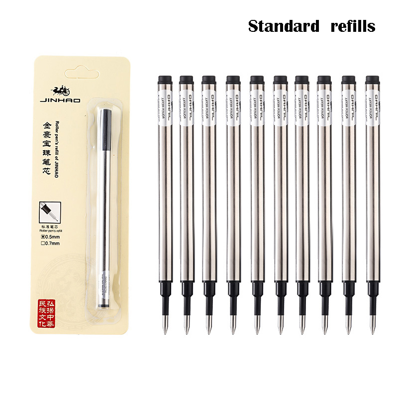 10PCS/lot Rollerball Pen Refill 0.5mm 0.7mm Nib Black/Blue Ink Original refill for Writing Accessories School Stationery: Black Standard