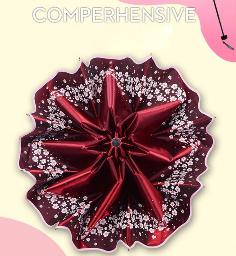 Flower Umbrella Parasol Female Folding Chinese Light Anti-UV Girl Sun Umbrella Rain Women