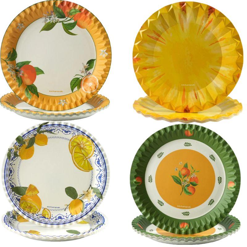 10/20 pçs 9 polegada placas de papel redondas frutas padrão pratos descartáveis sobremesa para churrasco aniversário casamento chá de bebê