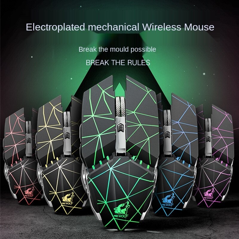 Liberty Wolf X11 Wireless Silent Mouse Rechargeable Luminous Mechanical Gaming Mouse 2.4G Wireless E-sports Gaming Mouse for PC