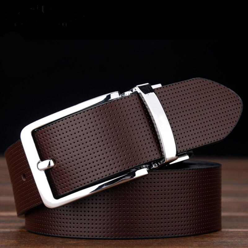 Best YBT Men Imitation Leather Belt Alloy Pin buckle Belt Rotating Buckle Simple Retro Wild Business Young Double-sided Belt