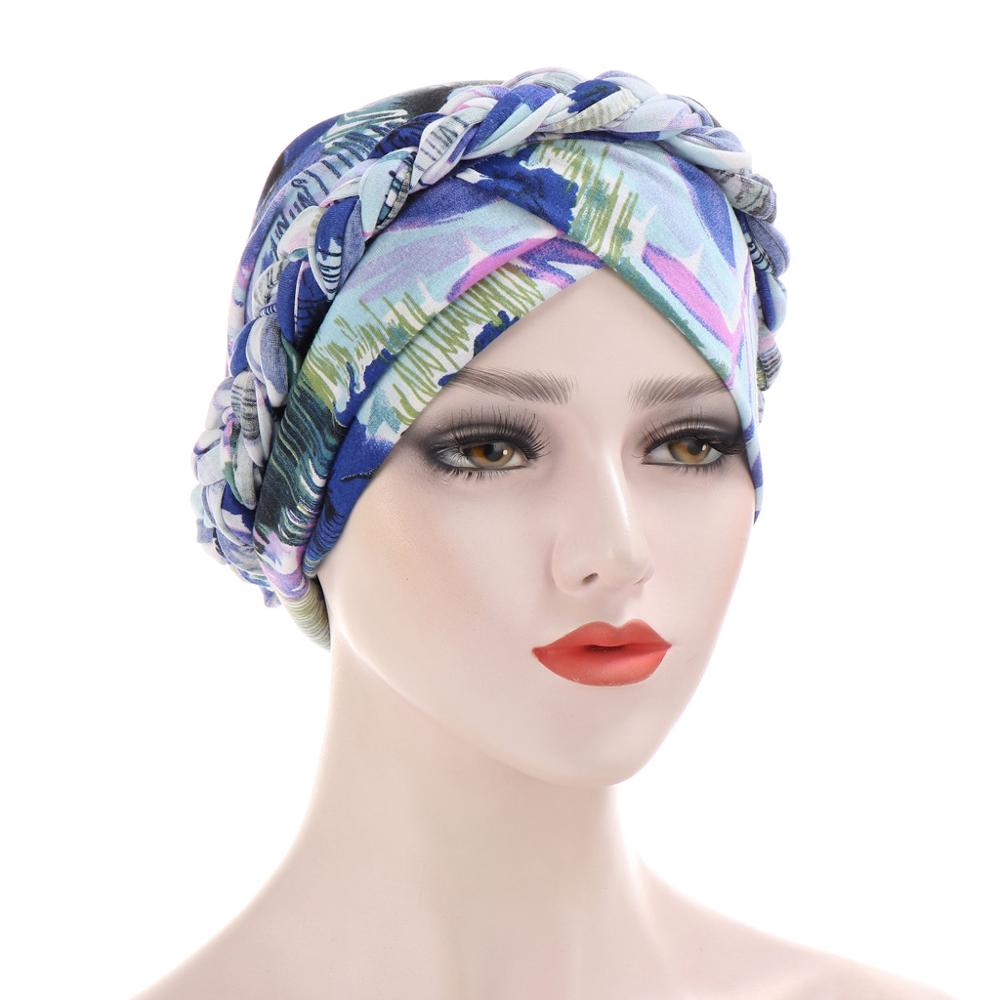 nueva impresión musulmán Hijab Turbante para las mujeres gorro estilo bohemio árabe de la hiyab interior Bonnet Femme Musulman Turbante Mujer: 3
