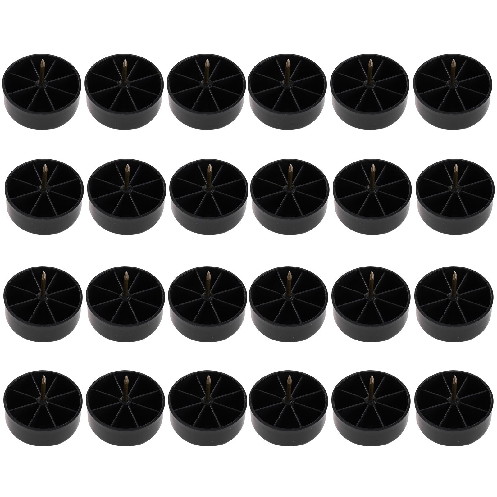 24 Nail-On Table Chair Slider Glide Pads Legs Protector Tacks Plastic Feet Mats Anti Slip Foot Stopper Wooden Furniture Leg Caps