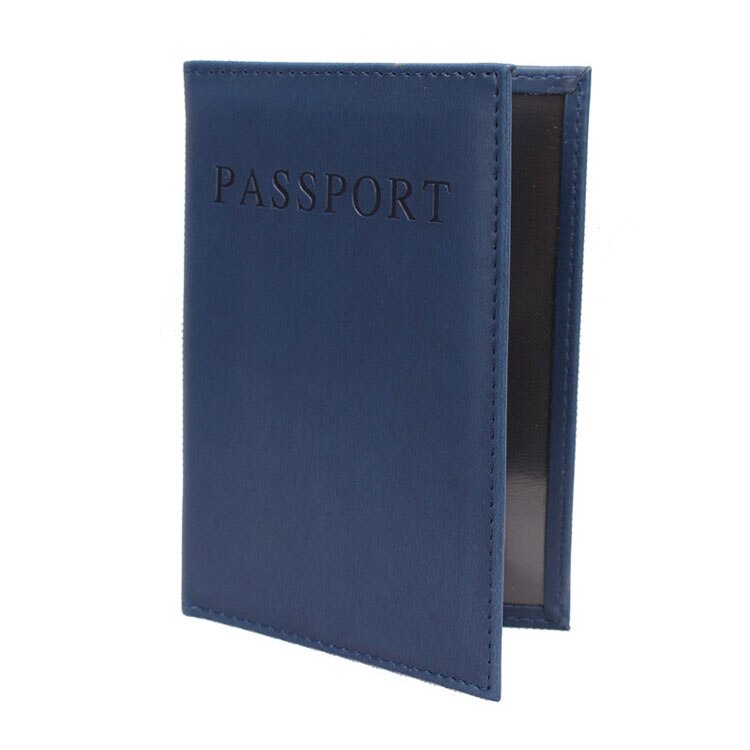 OKOKC English Alphabet Solid Passport Cover PU Passport Package Travel Tickets Passport Holder Travel Accessories: Navy