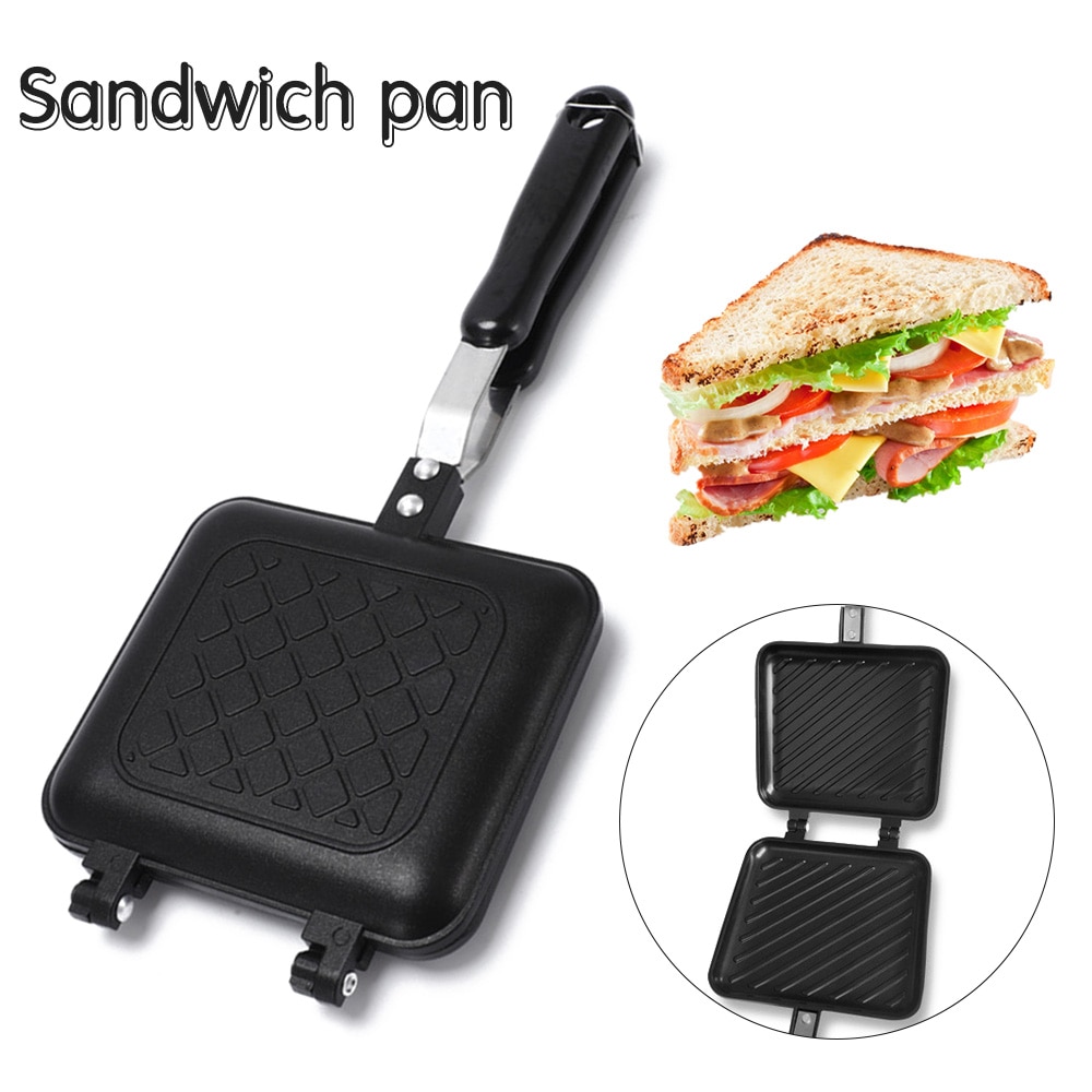Double-Sided Sandwich Pan Non-Stick Foldable Grill Frying Pan For Bread Toast Breakfast Machine Pancake For Kitchen Supplies