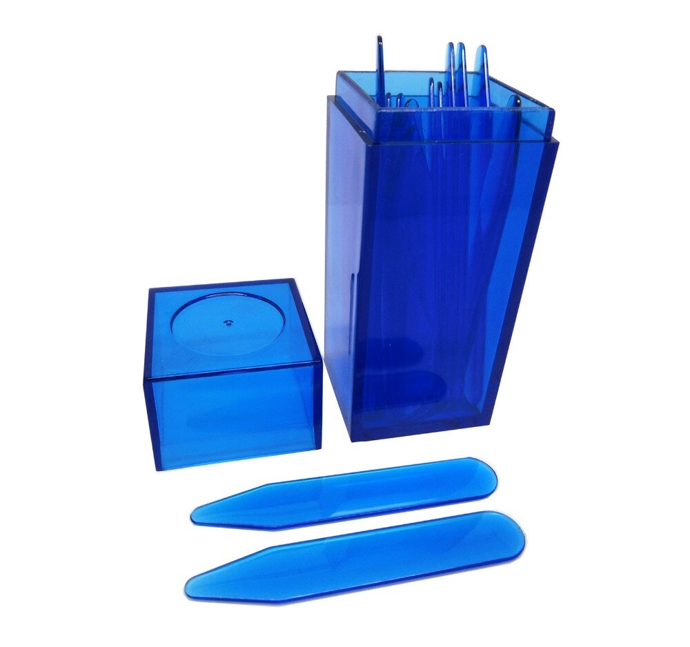 SHANH ZUN 10 stks Blauw Plastic Kraag Blijft Botten Baleinen 5 Maten Gemengd in Blauwe Plastic Pot Container