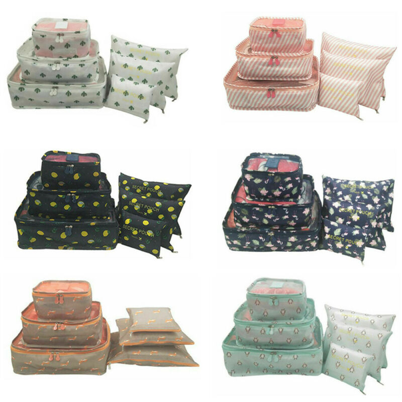 6Pcs Waterproof Clothes Storage Bags Packing Cube Travel Luggage Organizer Pouch