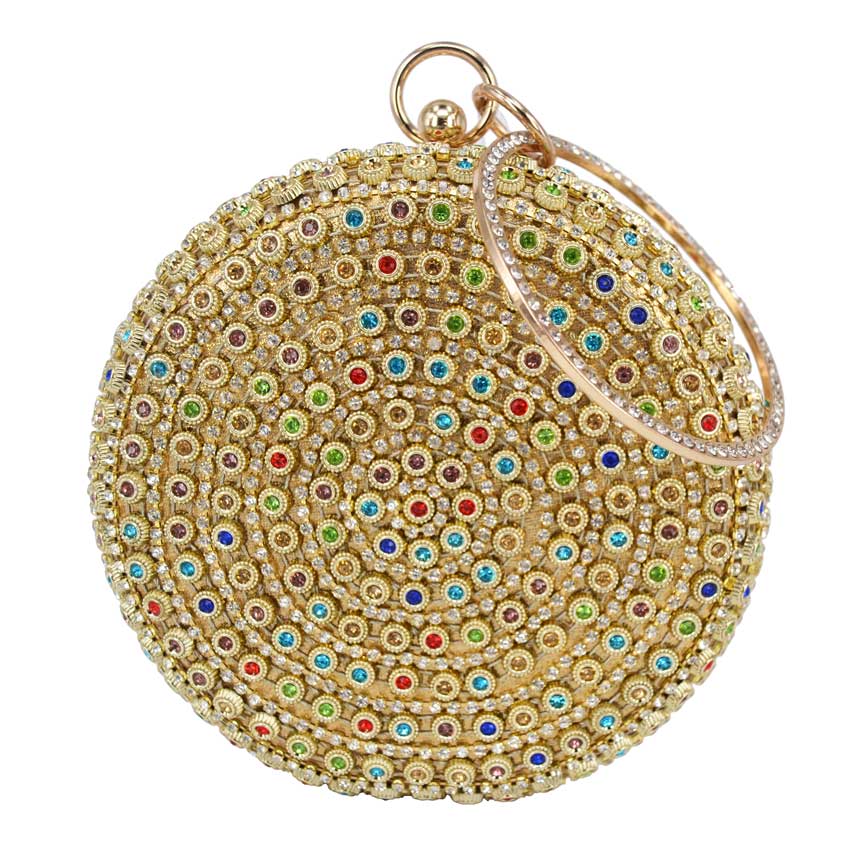 arrivé rond blanc fleur multicolore cristal femmes de mariage sac à main pochette femme bracelets dame sac de soirée