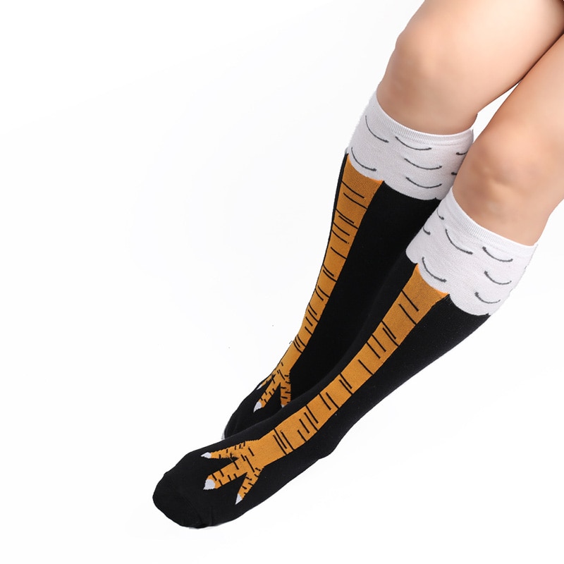 Kyllingeklo over knæet sokker til kvinder mænd 3d print sjove høje sokker jul