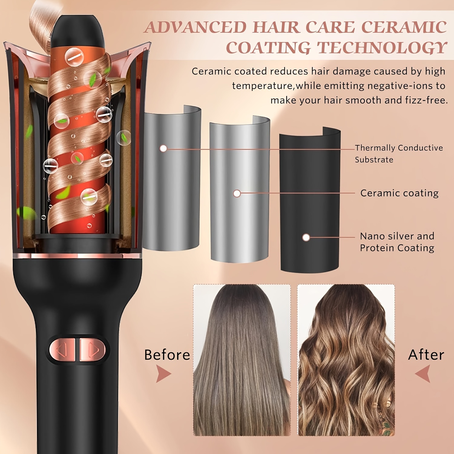 Automatyczna lokówka do włosów Automatyczna lokówka do włosów Ceramiczna obrotowa lokówka powietrzna Air Spin Wand Styler Curl Machine Magic Hair Curler