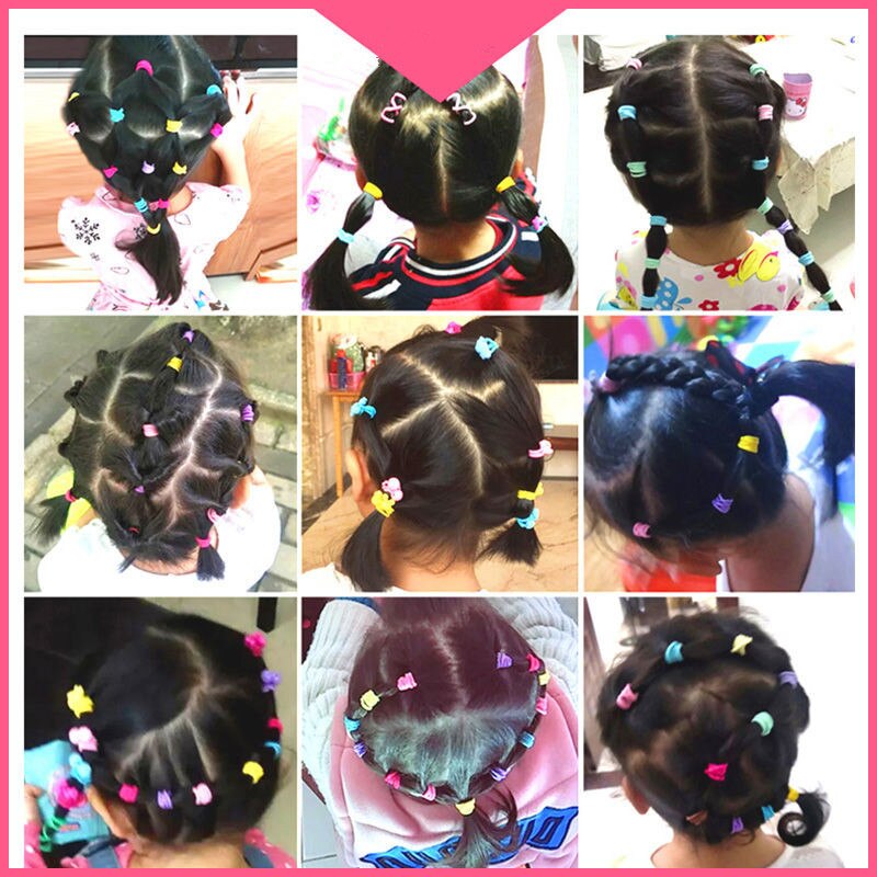 901 Pink Rubber Band Elastic Rope Women Girls child Tie Hair Styling Tools Students School Supplies