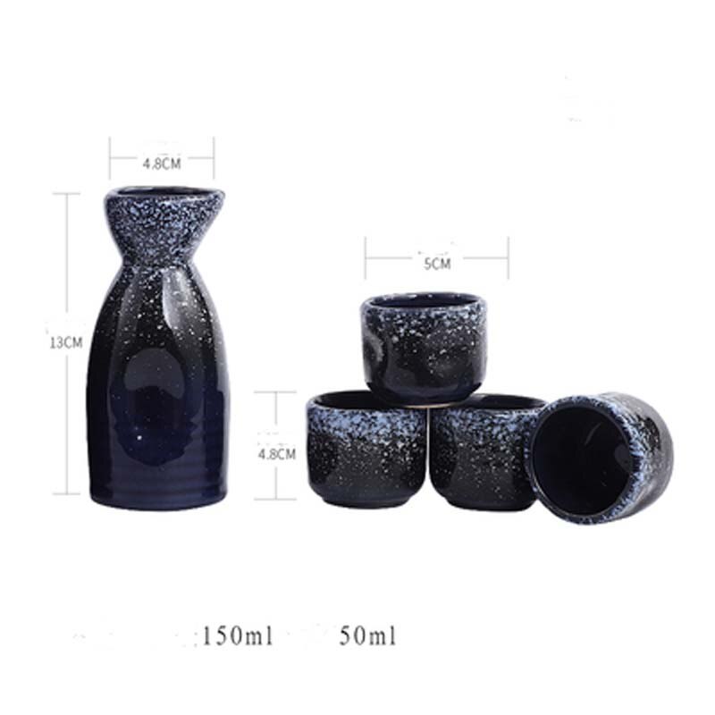 FANCITY Japanese-style ceramic black sake bottle, wine bottle, sake cup, sake bottle, sushi restaurant, sake bottle tableware: 2