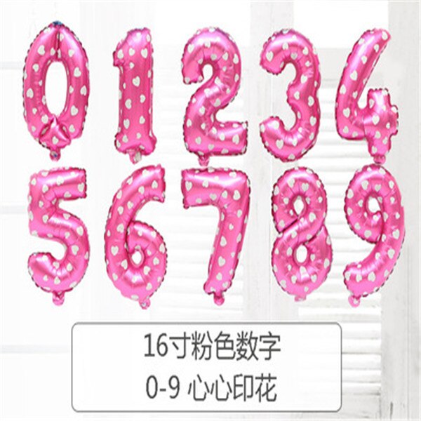 16 Inch Number Balloons Foil Ballon 28g Rose Blue red Digit Wedding Birthday Decoration Baby toy love Valentine's day 1pc