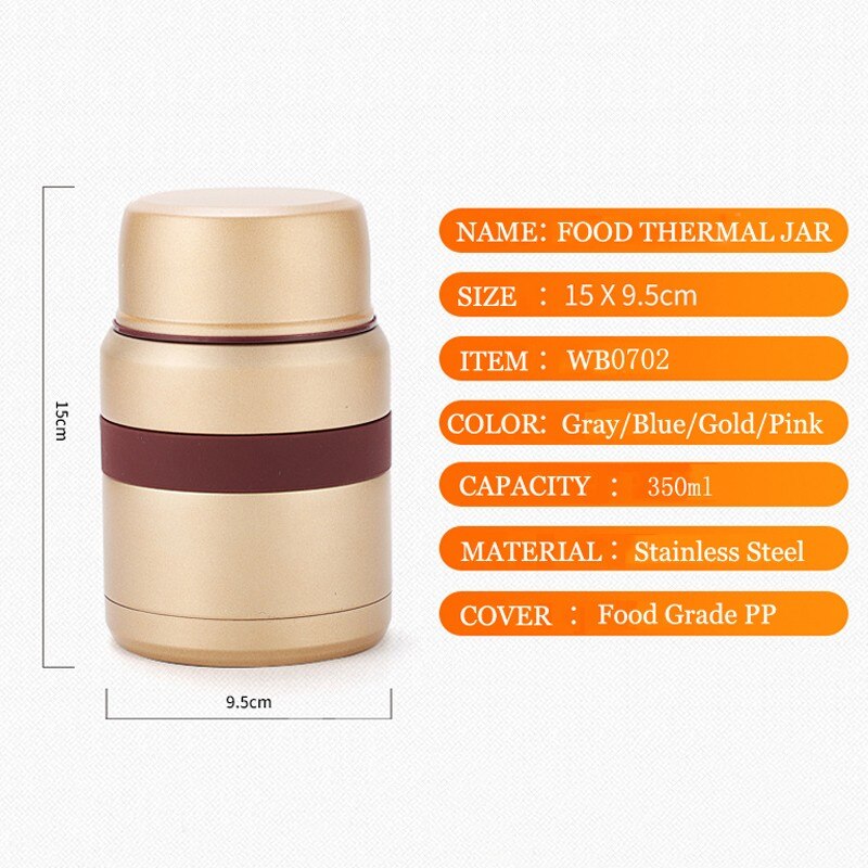 Upors 350 Ml Voedsel Thermos Met Zak 304 Roestvrij Stalen Dubbele Wand Vacuüm Soep Voedsel Thermosfles Lunchbox Voedsel container
