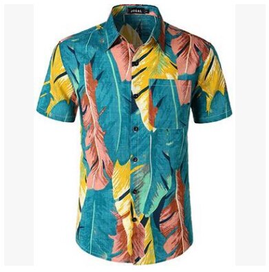 Mannen Hawaiian Shirts Zomer Bloemen Gedrukt Beach Korte Mouw Kamp Casual Shirt Tops Blouse: Blauw / L