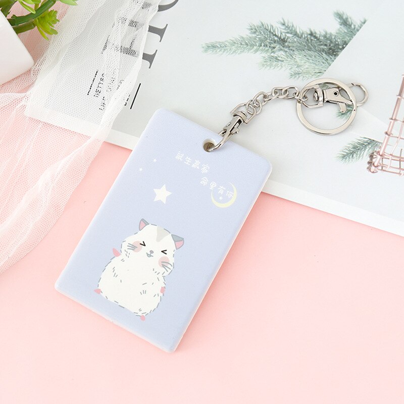 Cute Cartoon ID Bus Card Pass Holder Keyring Key Chain Case Wallet Pouch Business Credit Card Holder Identity Badge Card Cover: 14