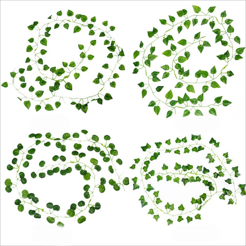 Enredadera de hojas verdes, decoración de baño para el hogar, liquidación de Accesorios DE BODA nupciales, plantas artificiales, 2 metros/lote