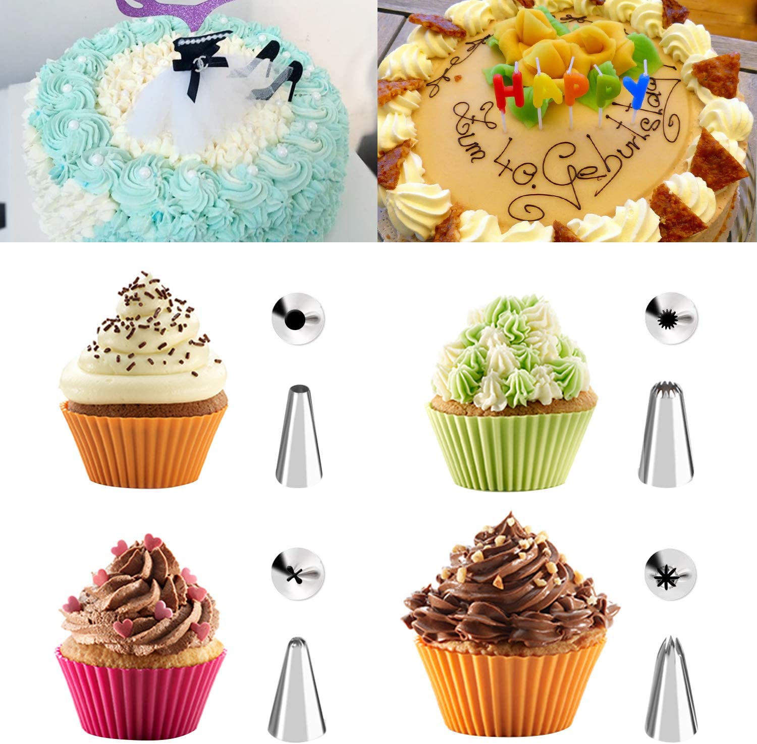 85 Roestvrij Staal Diy Kits, 50 Sockets, 22 Gebak Zakken, 2 Bloem Nagels, 1 Cake Pen, 5 Cupcake Sockets, 4 Koppelingen Voor Keuken