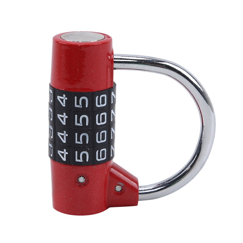 Heavy Duty 4 Dial Digit Combination Lock Weatherproof Security Padlock Outdoor Gym Safety Code Lock Black: red