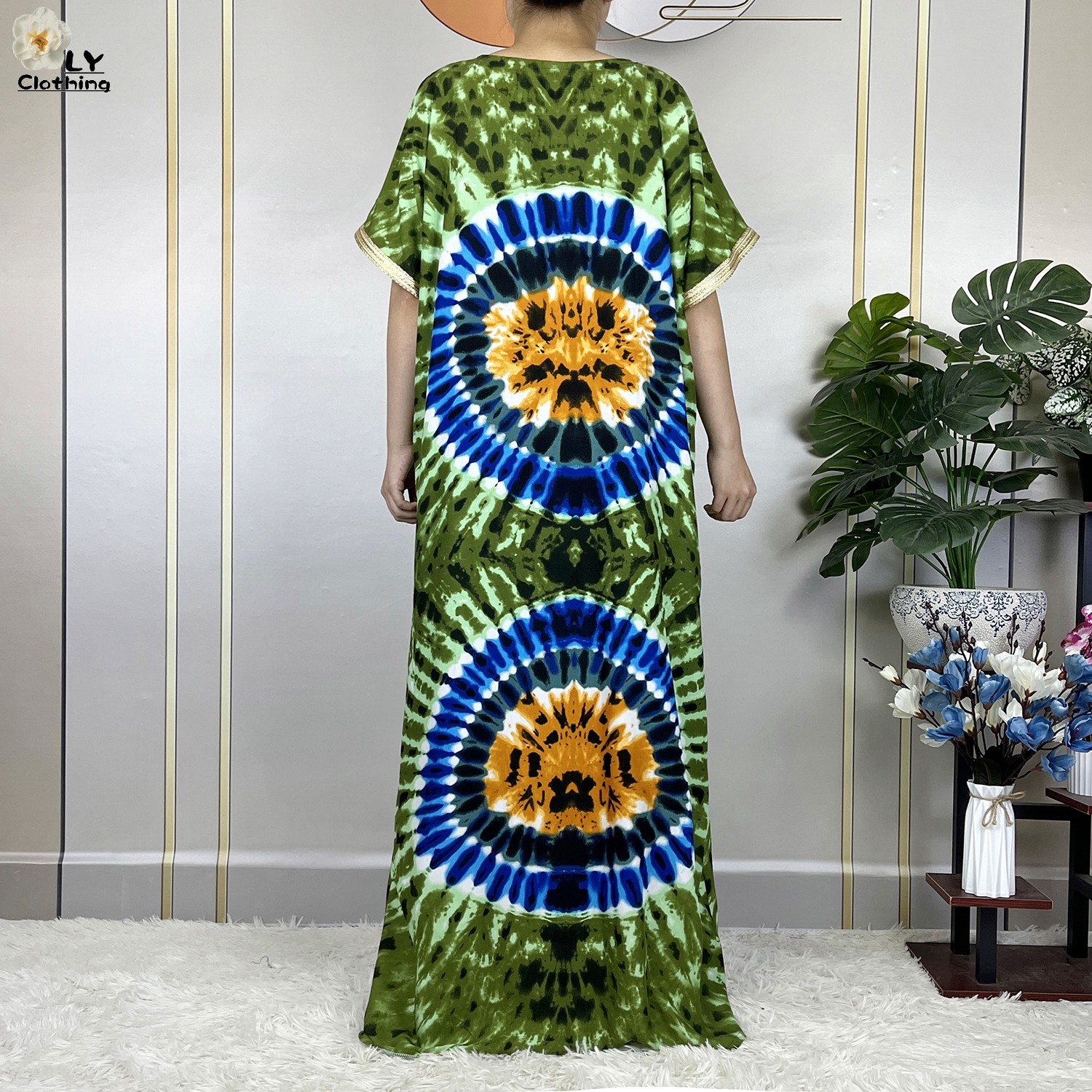 Vestidos maxi de algodão solto com lenço de cabeça para mulheres muçulmanas, vestidos casuais muçulmanos, manga curta, estampa floral, kaftan africano, islamismo, novo, verão