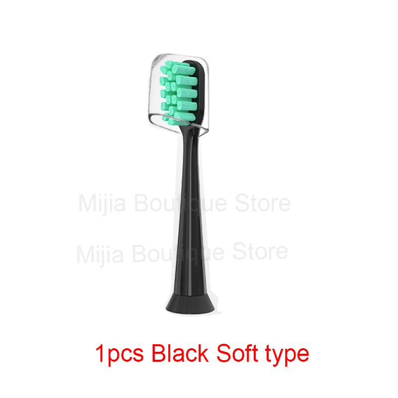 Dla Xiaomi Mijia T300 / 500 / SOOCAS elektryczna główka szczoteczki do zębów uniwersalne końcówki do szczoteczki do wybielania 3D: 1pcs Black Soft type