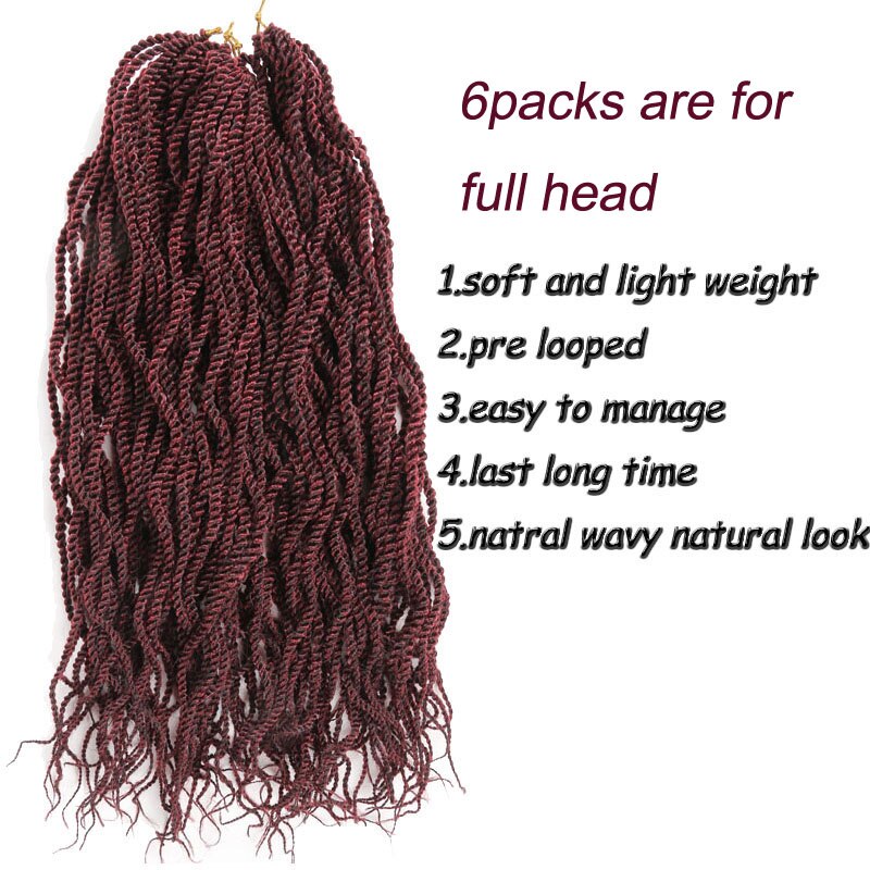 Senegalese Twist Hair crochet 22inch 24strands wavy curly Crochet braids: Bug / 6Pcs/Lot