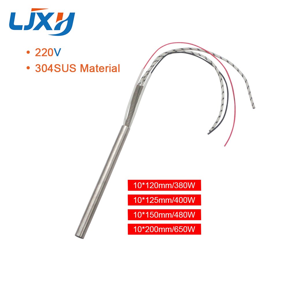 LJXH Mold Heating Element Resistance Cartridge Heaters with Type K Thermocouple 304 Stainless Steel 10x120mm/125mm/150mm/200mm
