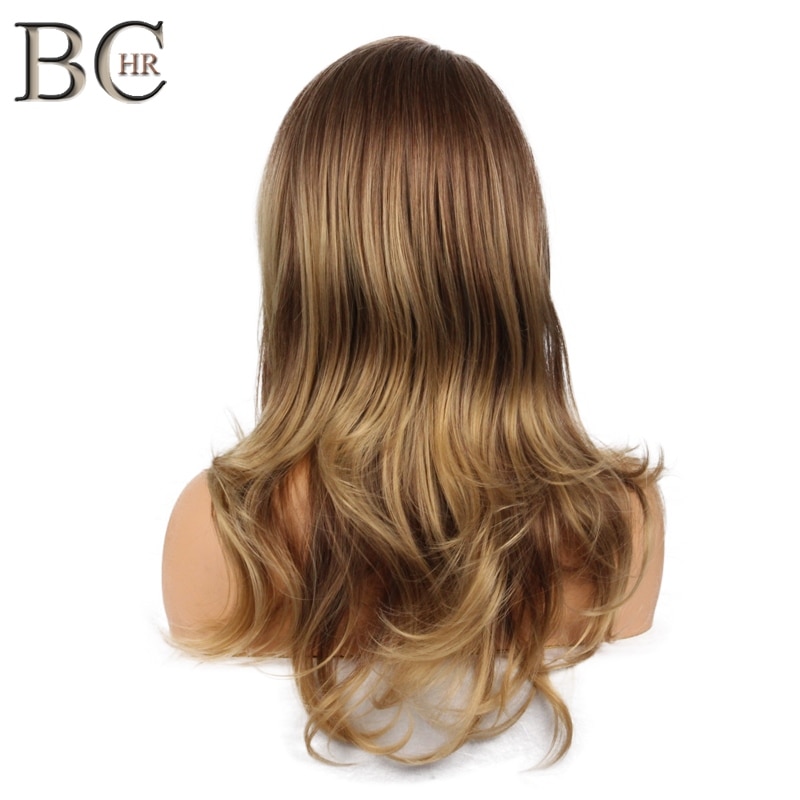 Bchr Ombre Bruin Blond Synthetische Lace Front Pruiken Met Natuurlijke Haarlijn Body Wave Pruik Voor Zwarte Vrouwen Hittebestendige Vezel