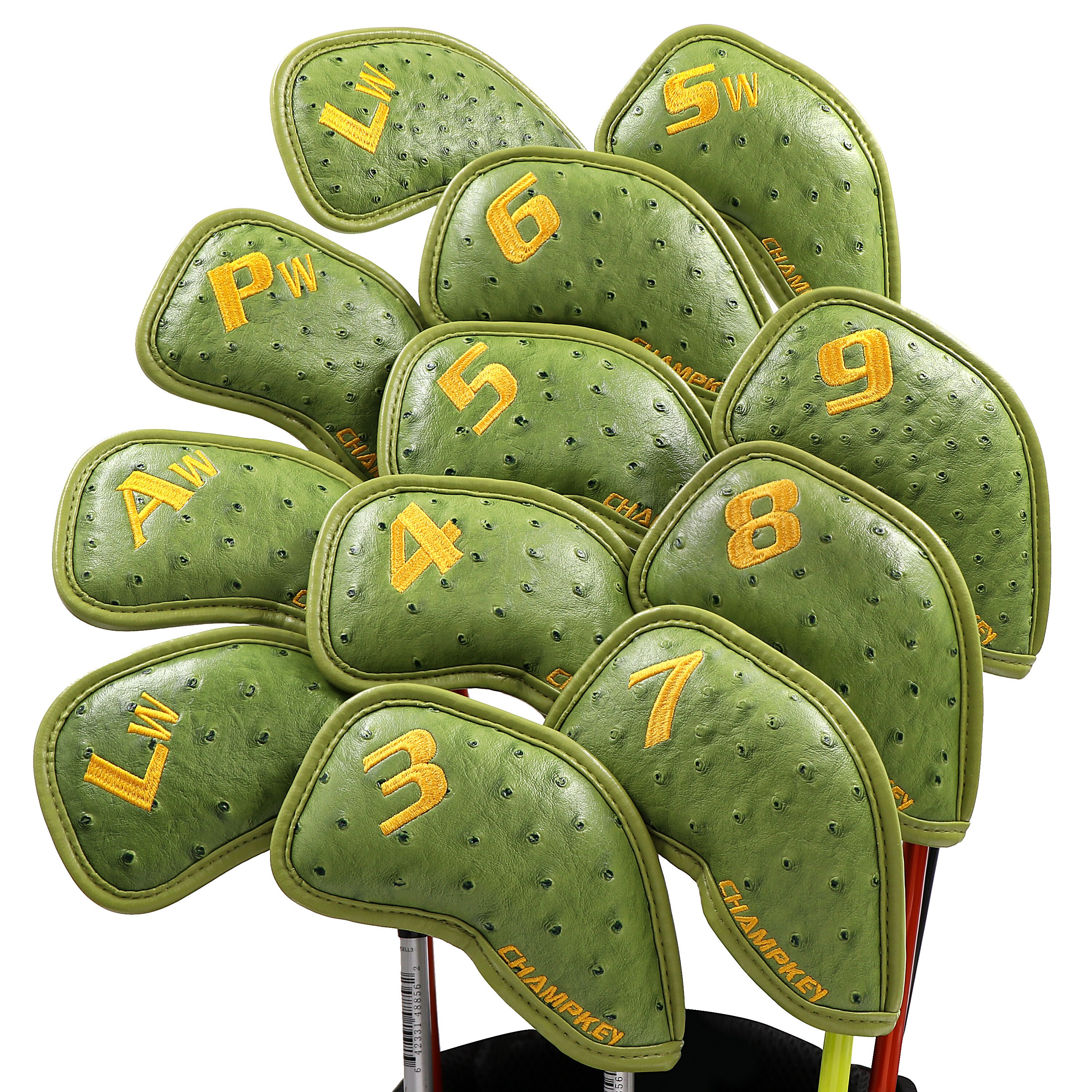 Champkey 12pcs Golf Iron Cover Headcover 3 Colors PU Leather With Breath Holes Golf Iron Head Covers