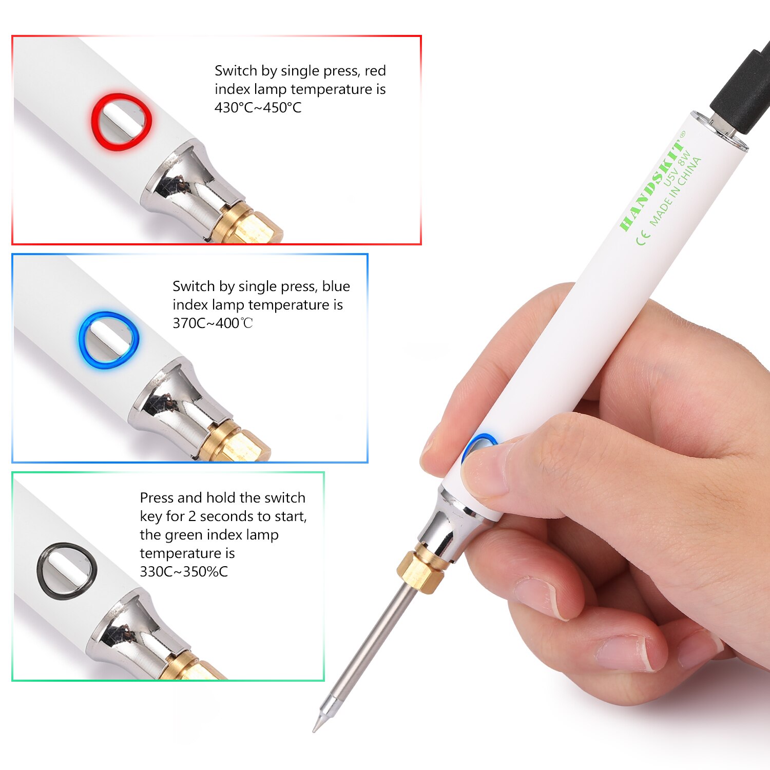 Handskit USB Charging Soldering Iron 5V 8W Adjustable Temperature Electric Soldering Iron Kit with Soldering station solder Wire