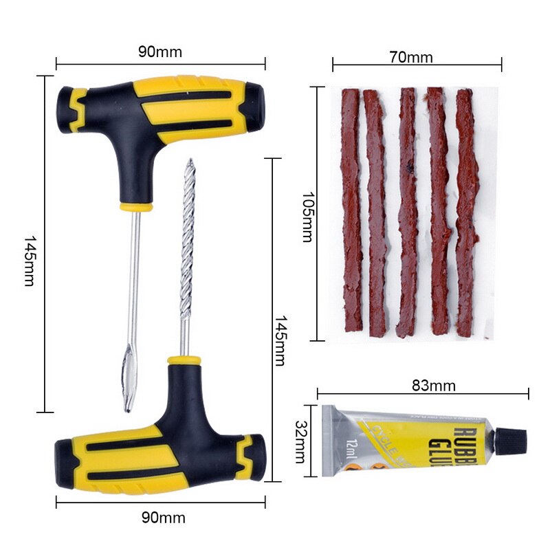 Auto vacuüm bandenreparatieset autobanden reparatieset rubberen strip snellijm vloeibaar 6 stuks/set bandenreparatieset auto fiets auto
