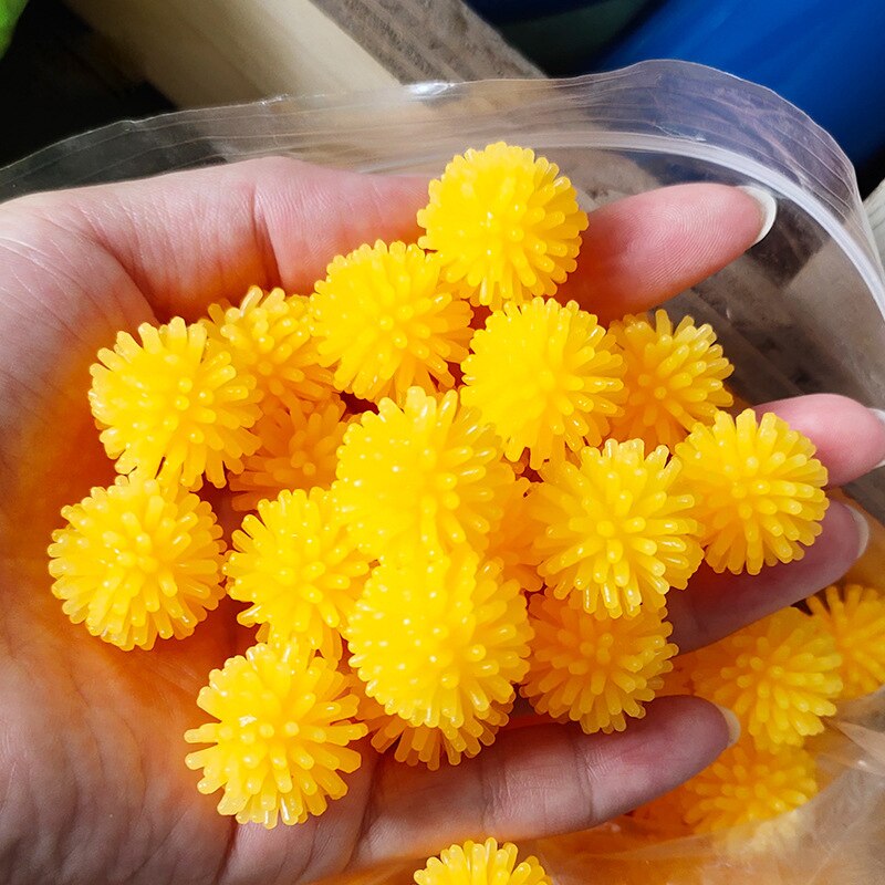 10 pz TPR Bayberry Ball Hedgehog Mini Massage Ball per Yoga Foot Massage Ball Vent Decompression Soft Squishy Squeeze Fidget Toy: Yellow