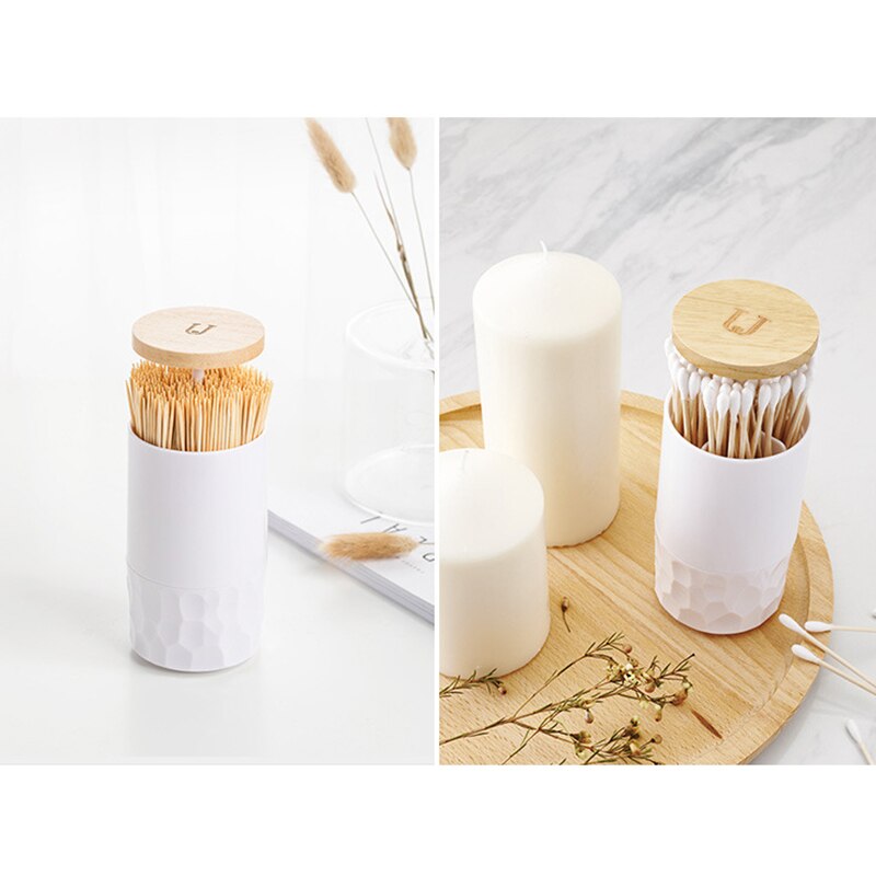 Toothpick Box Cotton Swabs Holder Tooth Pick Automatic Dispenser Press Can Living Room Table Accessories Cotton Bud Container
