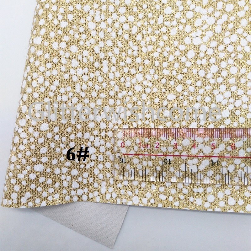 Vinilo de tamaño A4 de 21X29 CM Glitterwishcome para lazos impresos puntos de cuero brillante Fabirc hojas de cuero de imitación para lazos ¡GM340B