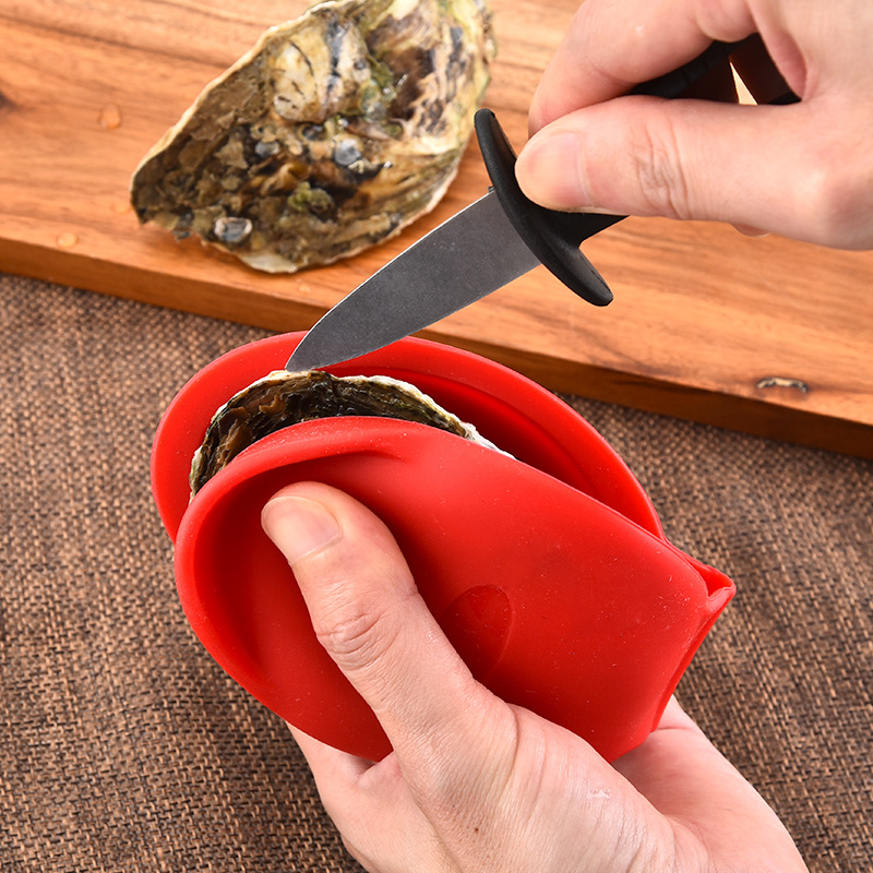 Pince d&#39;ouverture pour les huîtres en Silicone, pour protéger les mains, fruits de mer, crevettes, ligne de homard, coquille, couteaux propres, couteau à huîtres ouvert
