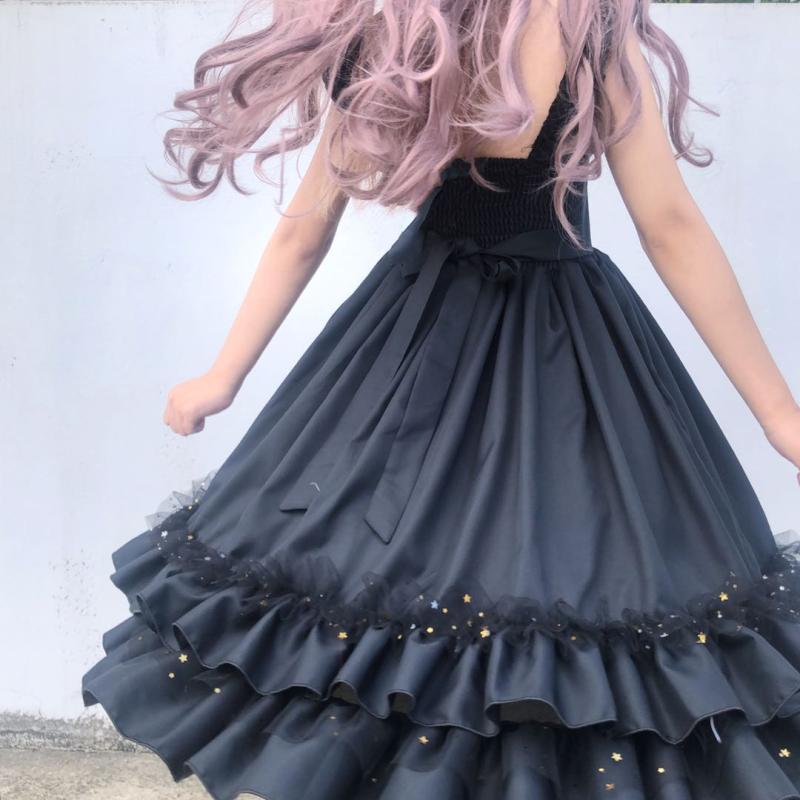 Lolita kall stjärna vatten måne lolita mjuk syster stil japansk söt jsk hängsel klänning kawaii söt tjej sommar