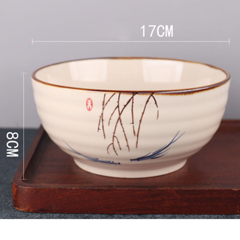 Handmade enamel hand-painted 7-inch Japanese bowl pottery household soup bowl commercial restaurant large noodle bowl: gray