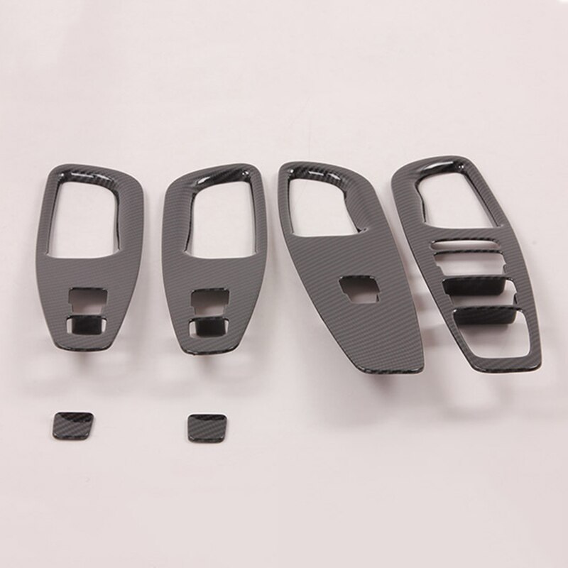 Carbon Fiber Car Window Lift Switch Button Cover Trim Door Armrest Panel Frame Accessories for Hyundai Santa Fe +